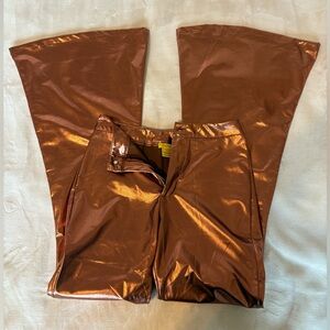 Shiny Copper Flared Pants